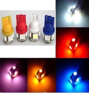 Picture of 2PCS T10 3CHIPS LIGHT 5 SMD LED BULBS 6 colors
